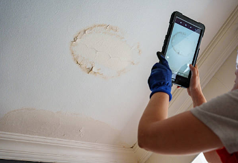 Water damage restoration Fair Oaks Ranch assessment showing advanced moisture detection in luxury home interior