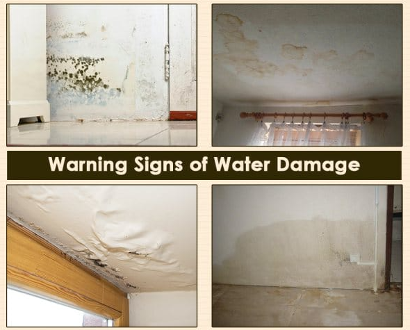 Water damage restoration San Marcos TX before and after comparison showing warning signs