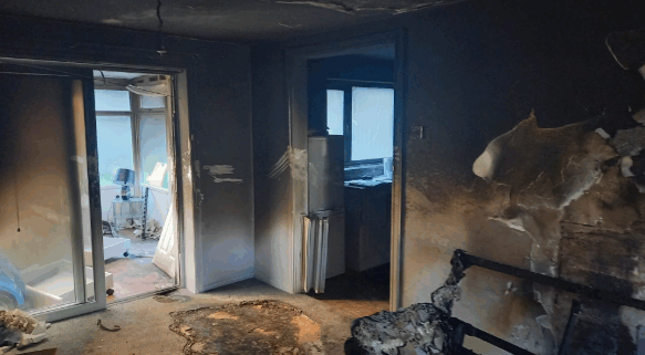 Fire damage restoration in Spring Branch property showing smoke damage and structural assessment