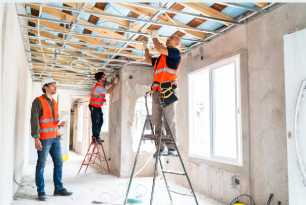 Fire damage restoration in San Marcos reconstruction and structural repair work in progress