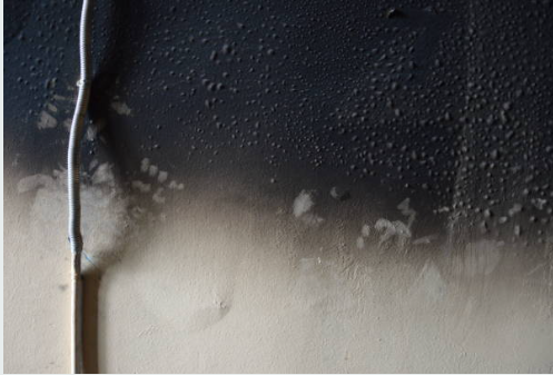 Fire damage restoration in Seguin showing smoke and soot residue patterns